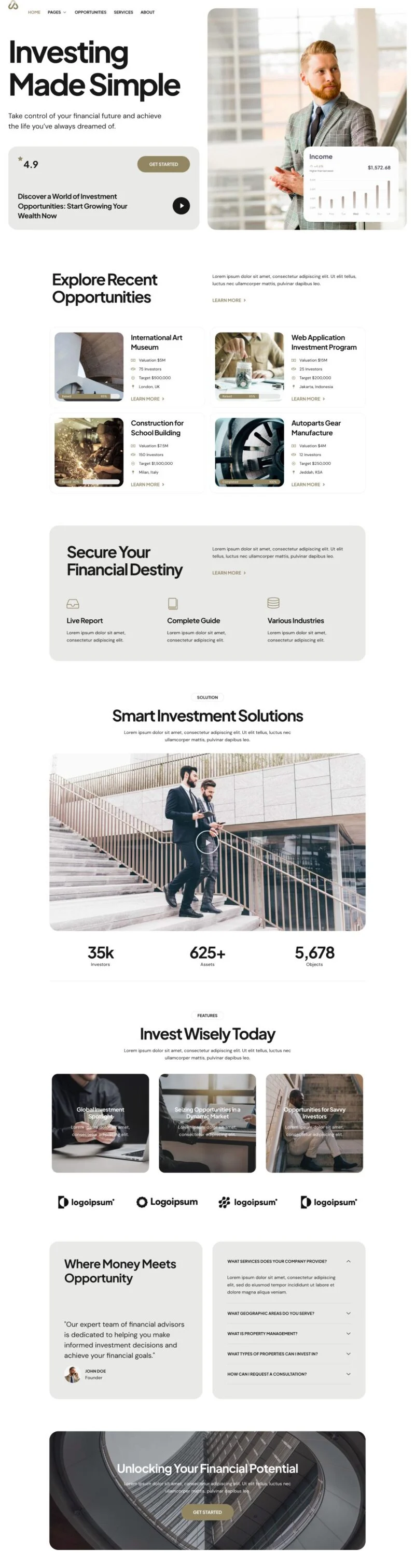 金融/投资 Elementor 模板首页预览