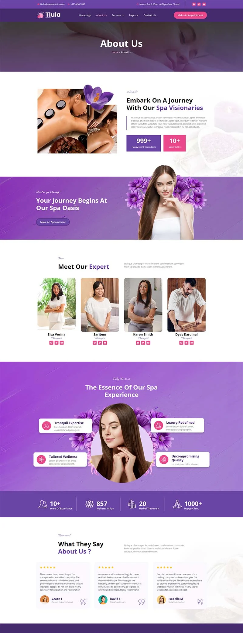 美容/美发 Elementor 模板关于我们预览