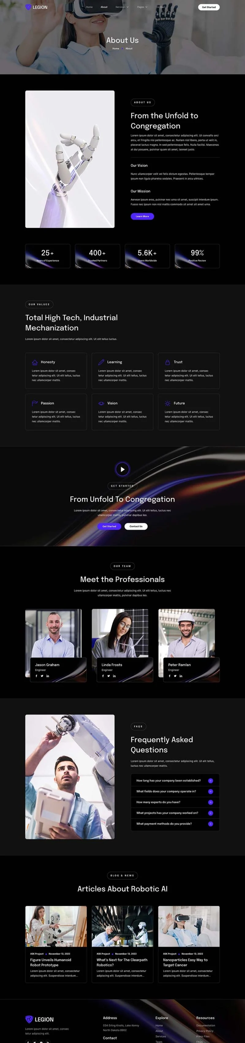 AI Elementor 模板关于我们预览