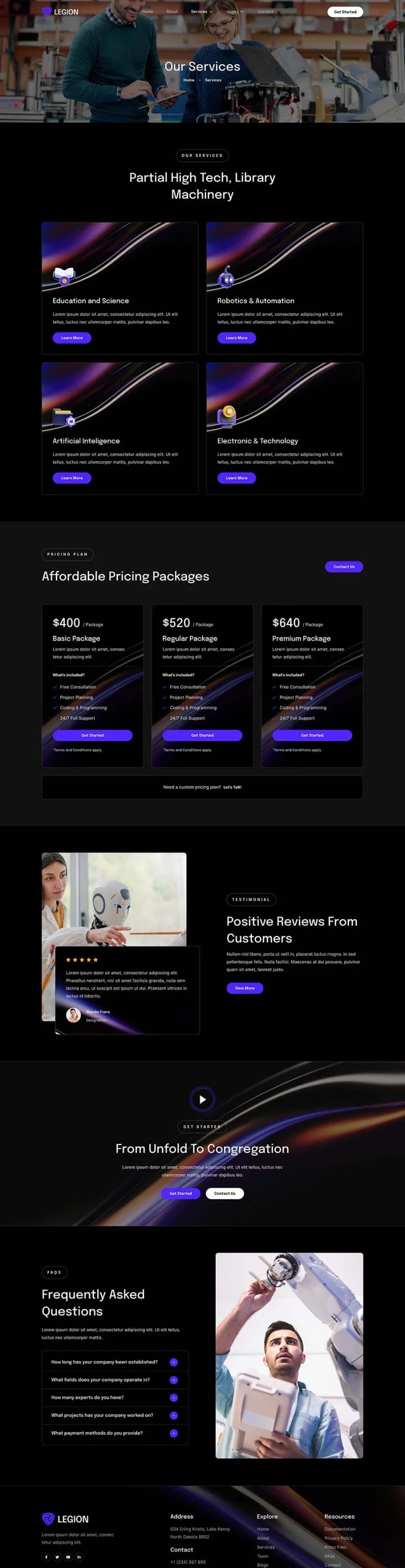 AI Elementor 模板服务页面预览