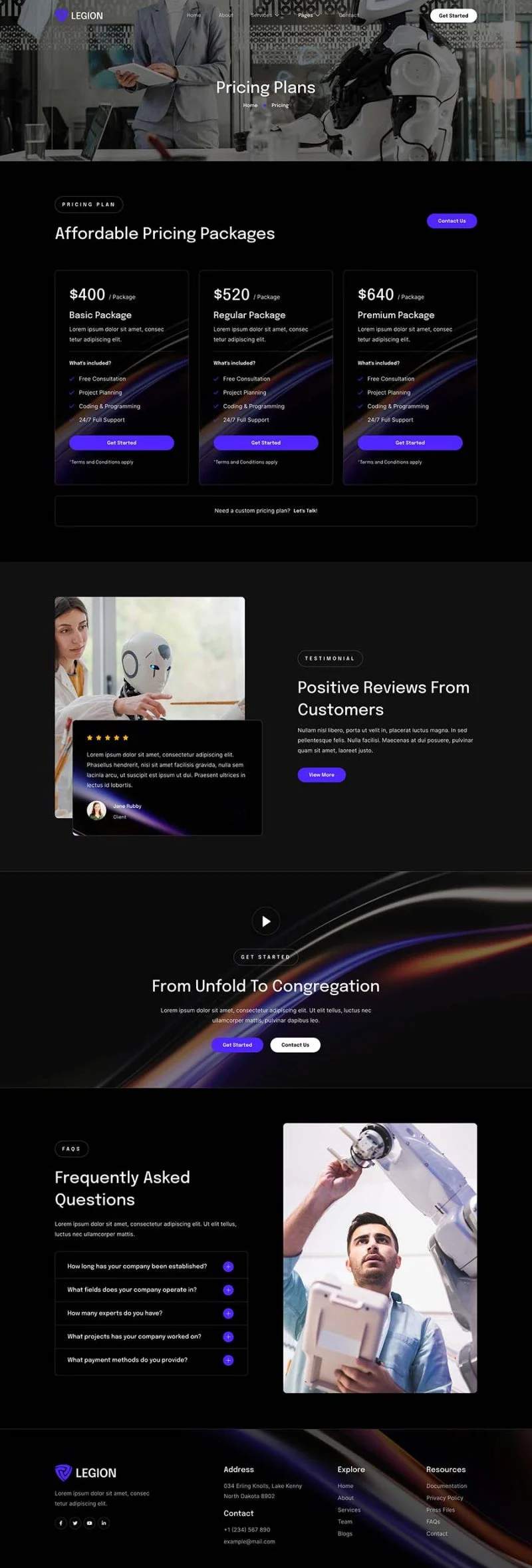 AI Elementor 模板价格页面预览