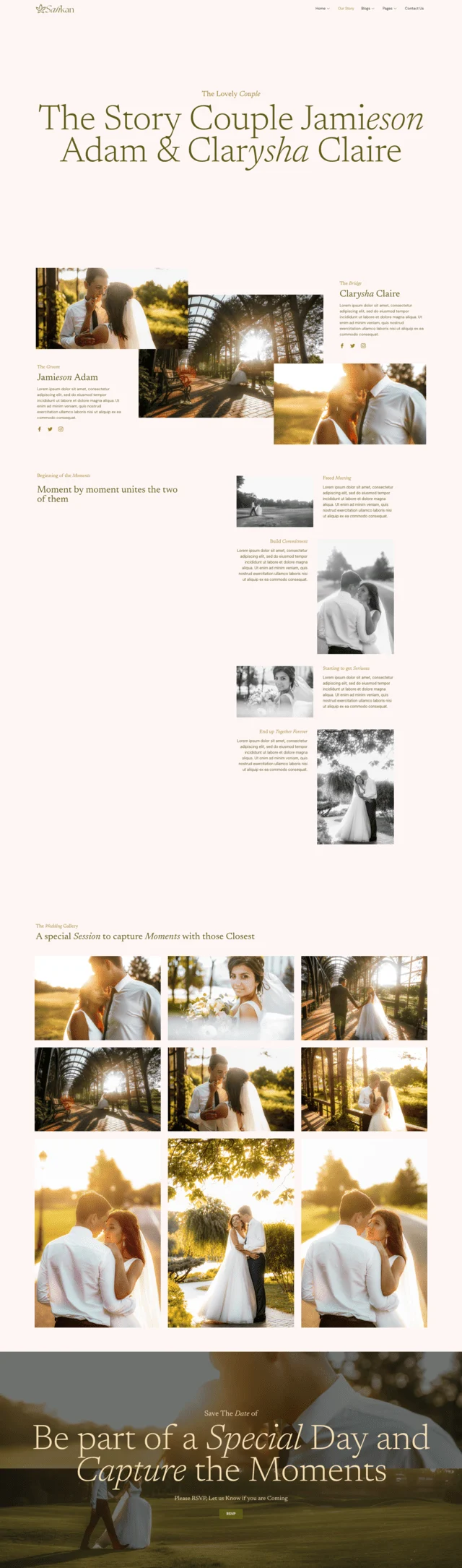 婚礼/婚庆 Elementor 模板品牌故事预览