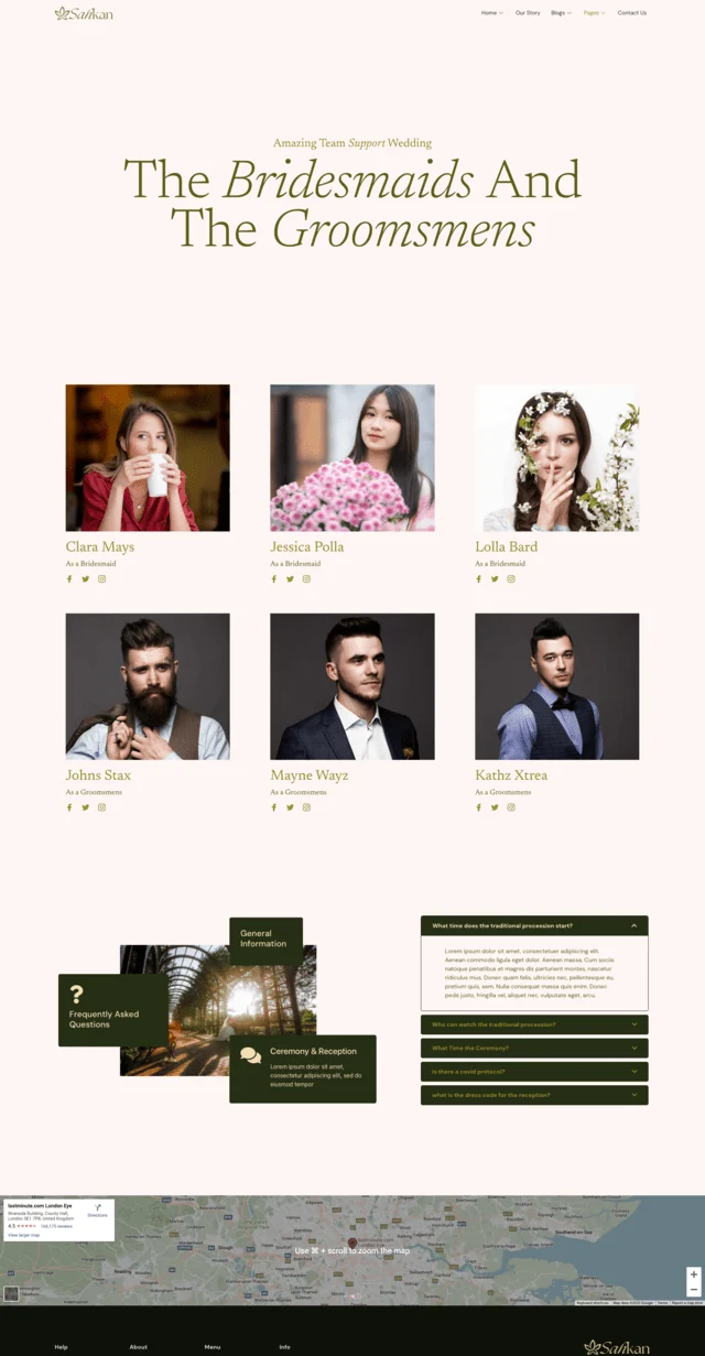 婚礼/婚庆 Elementor 模板伴郎伴娘预览
