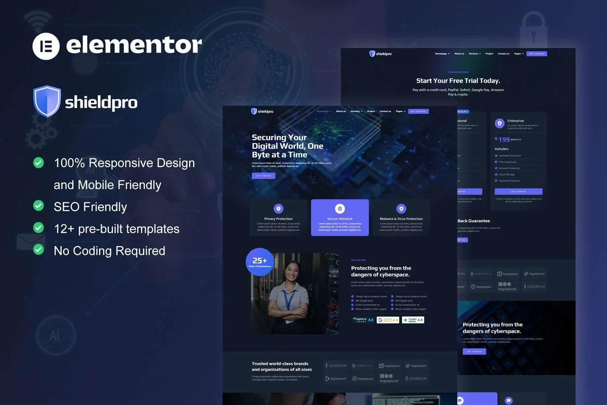 网络安全防护公司Elementor网站模板_一键导入快速建站插图-WP资源海 IT互联网 Elementor 网站模板封面