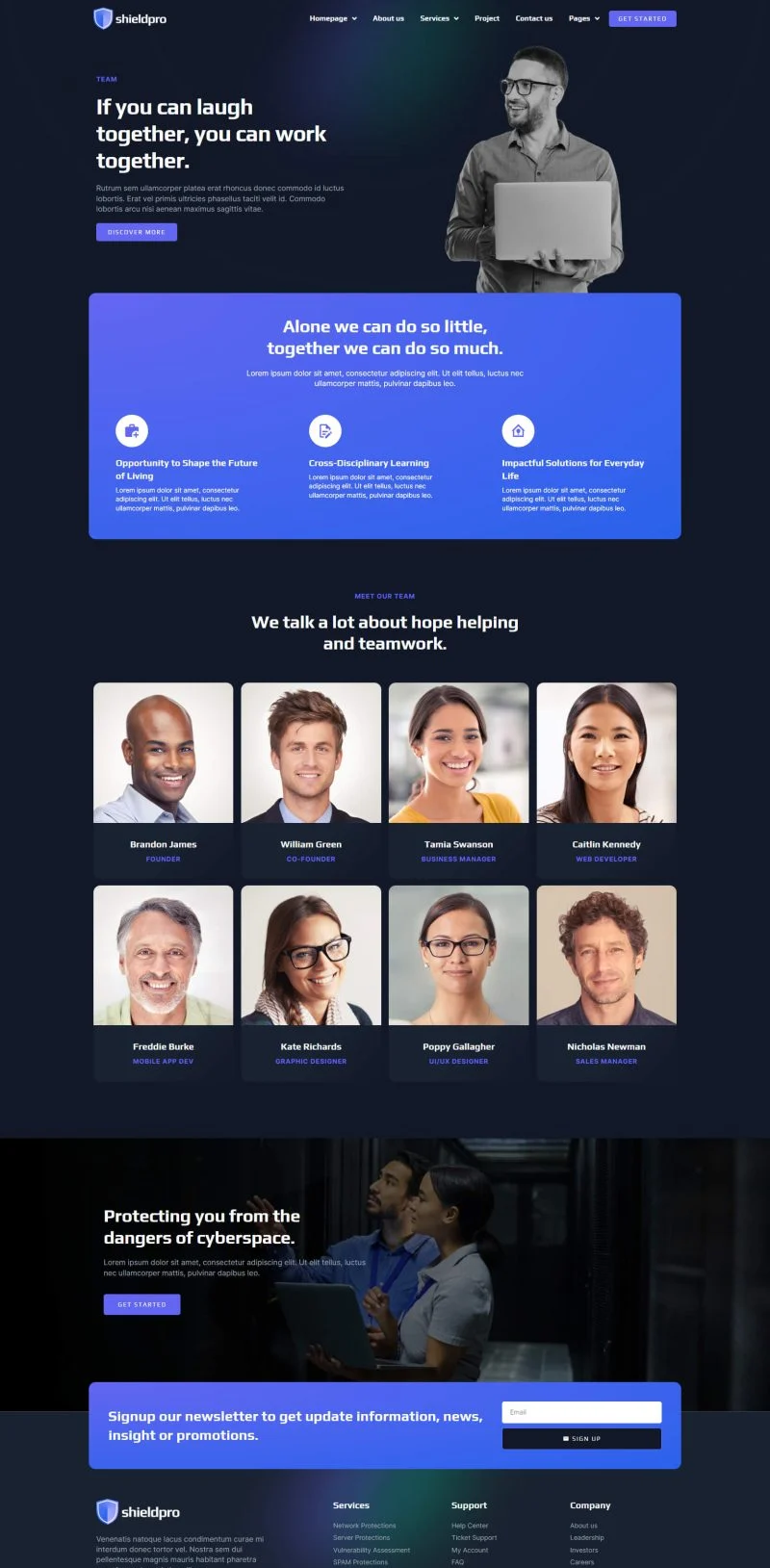 网络安全防护公司Elementor网站模板_一键导入快速建站插图7-WP资源海 IT互联网 Elementor 模板团队页面预览