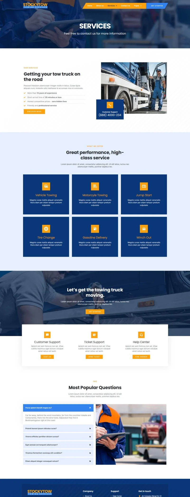 交通工具 Elementor 模板服务页面预览