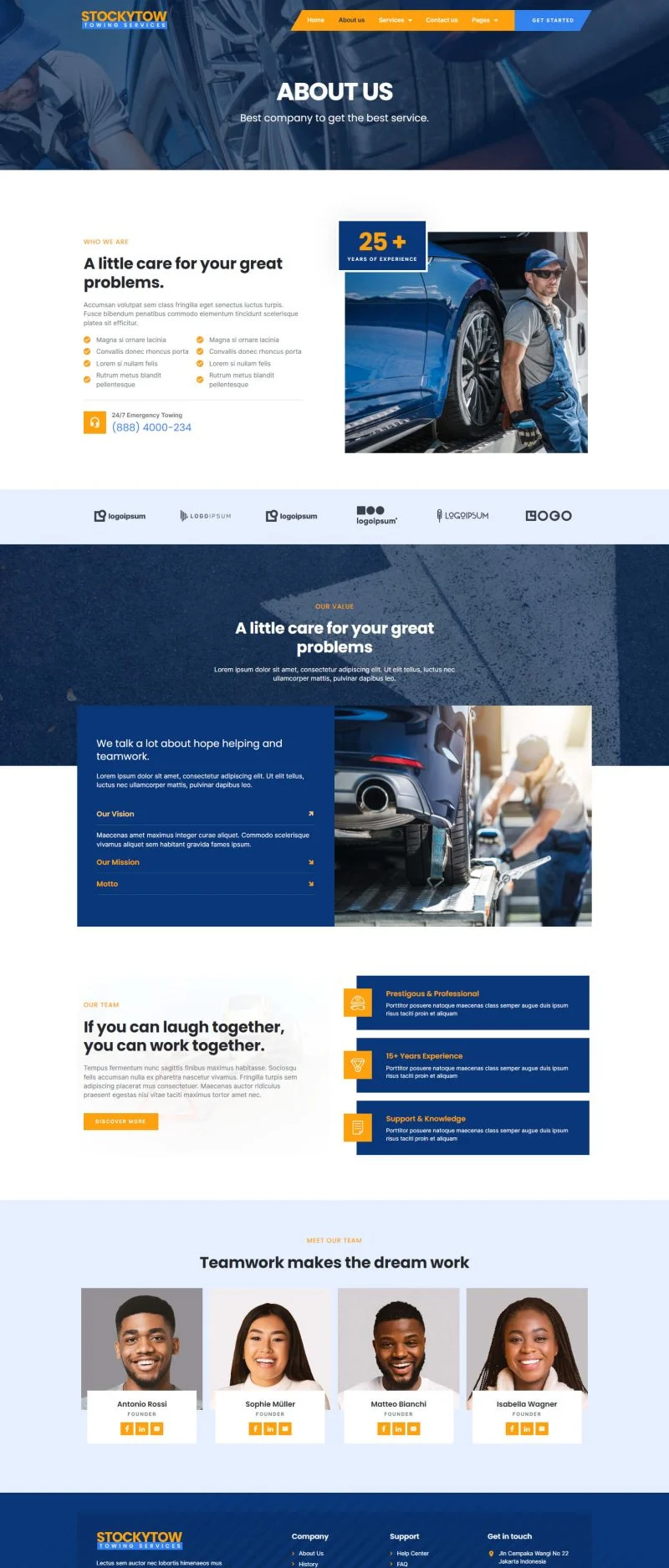 交通工具 Elementor 模板关于我们预览