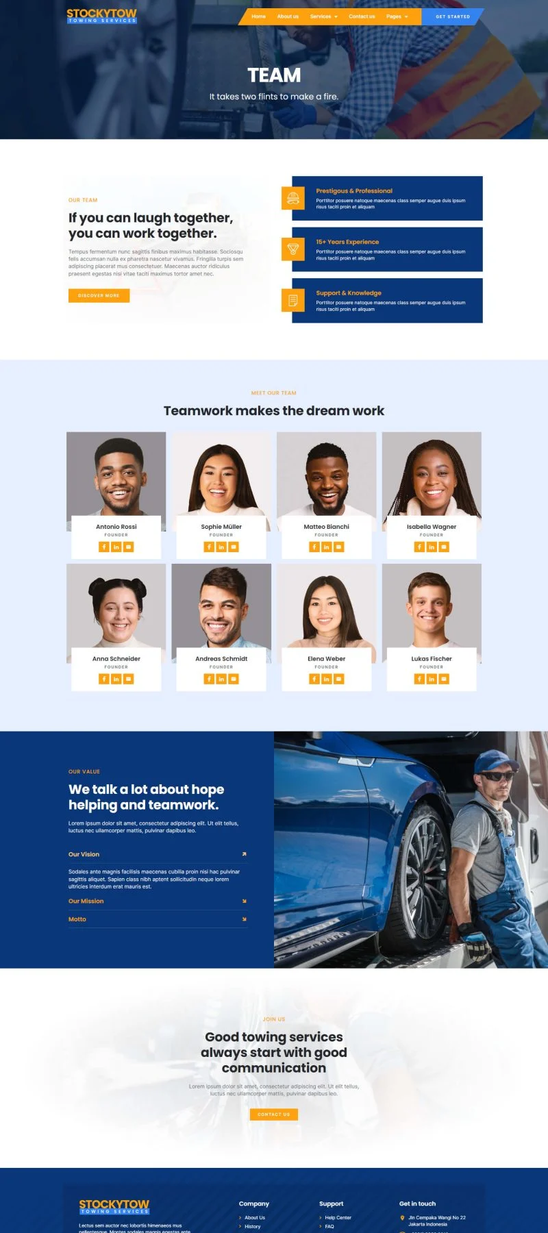 交通工具 Elementor 模板团队页面预览