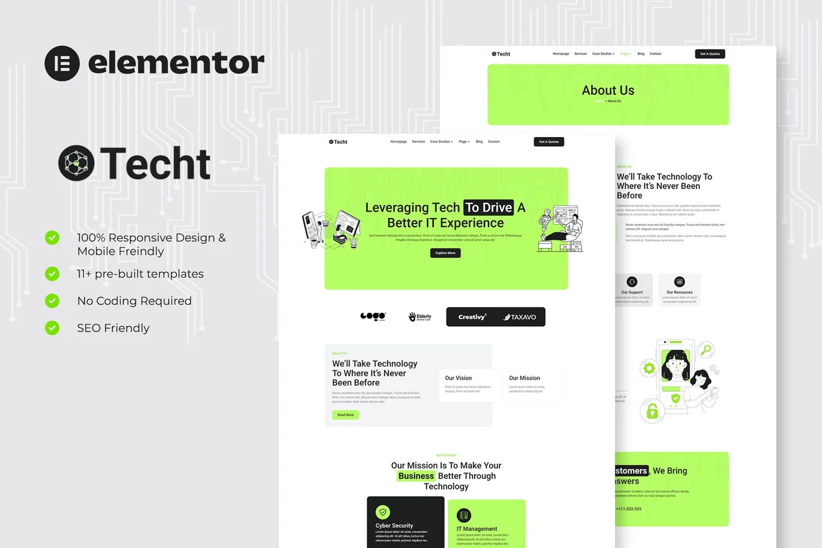 IT解决方案与技术服务公司Elementor网站模板_一键导入快速建站插图-WP资源海 IT互联网 Elementor 网站模板封面