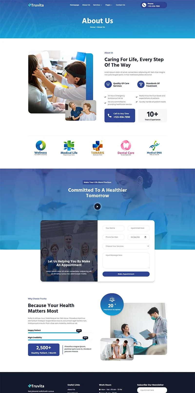 健康/医药 Elementor 模板关于我们预览