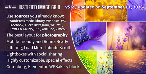 Justified Image Grid 照片网格展示 WordPress 插件