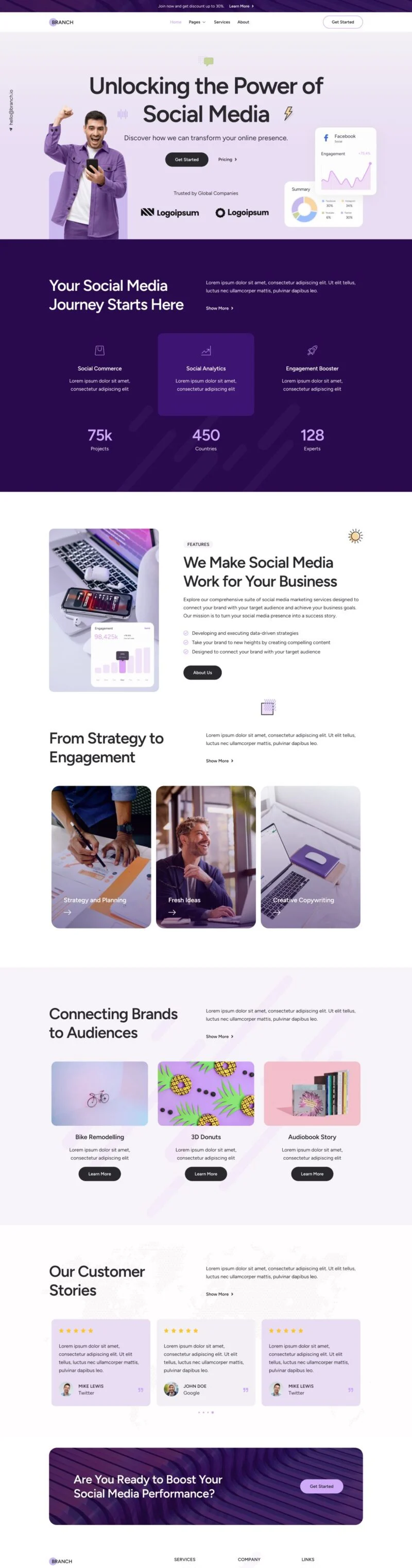 广告/营销 Elementor 模板首页预览