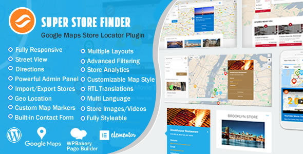 Super Store Finder (Google Maps Store Locator) 多门店定位与搜索 WordPress 插件
