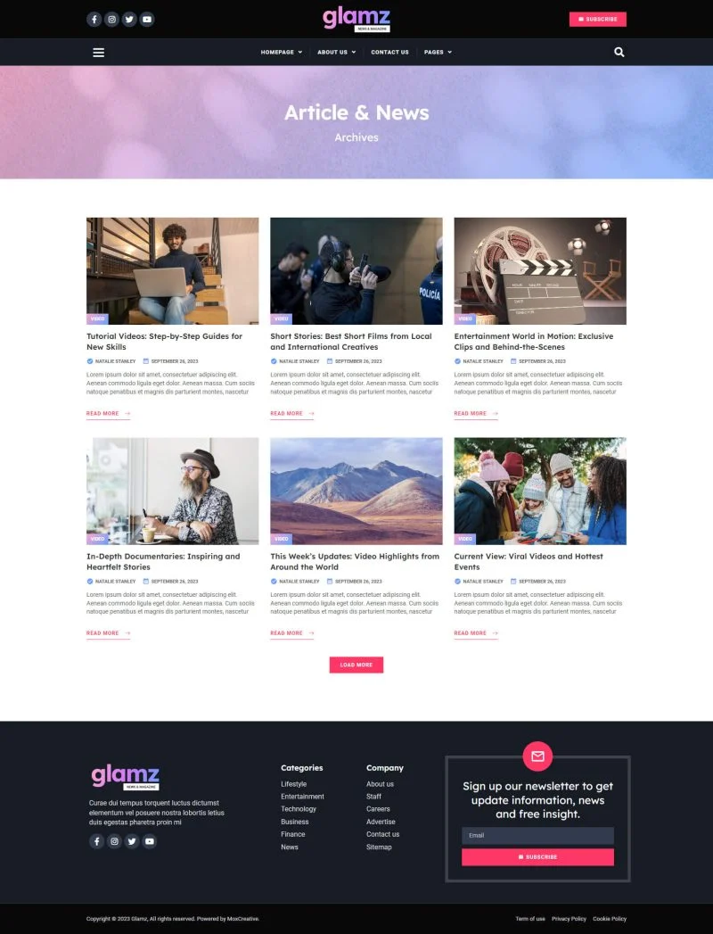 新闻 Elementor 模板博客页面预览