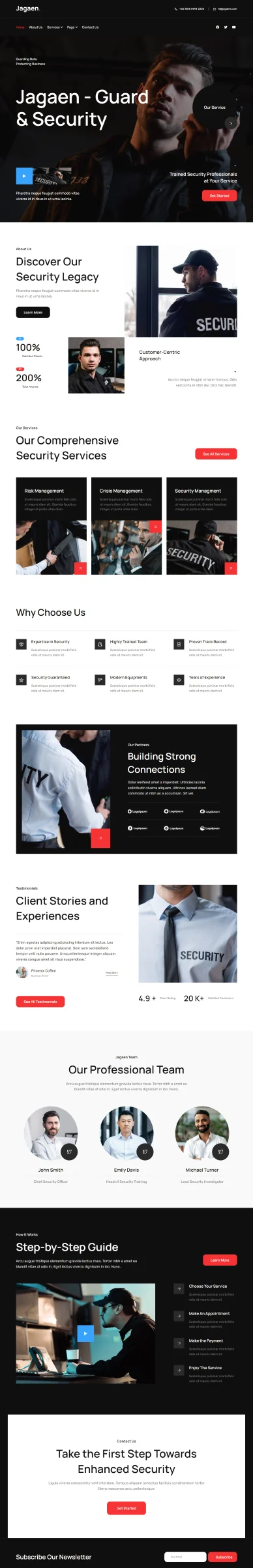 安保与安全管理服务Elementor网站模板_一键导入快速建站插图1-WP资源海 服务/咨询 Elementor 模板首页预览
