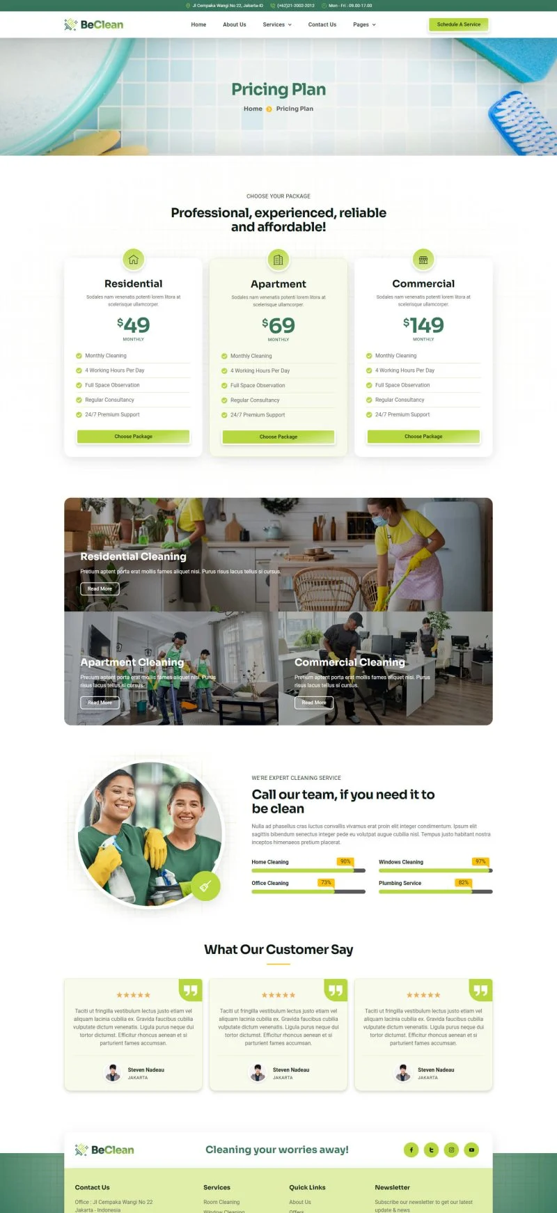 家政保洁公司Elementor网站模板_一键导入快速建站插图4-WP资源海 保洁 Elementor 模板价格页面预览