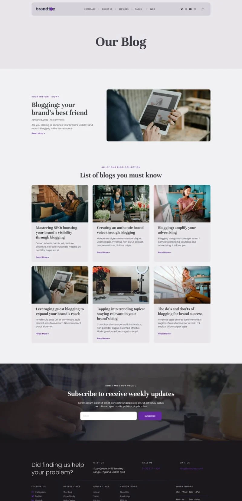 广告/营销 Elementor 模板博客页面预览