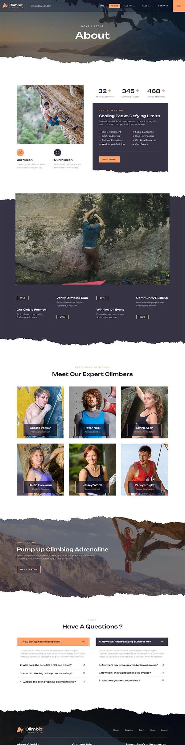 运动/健身 Elementor 模板关于我们预览