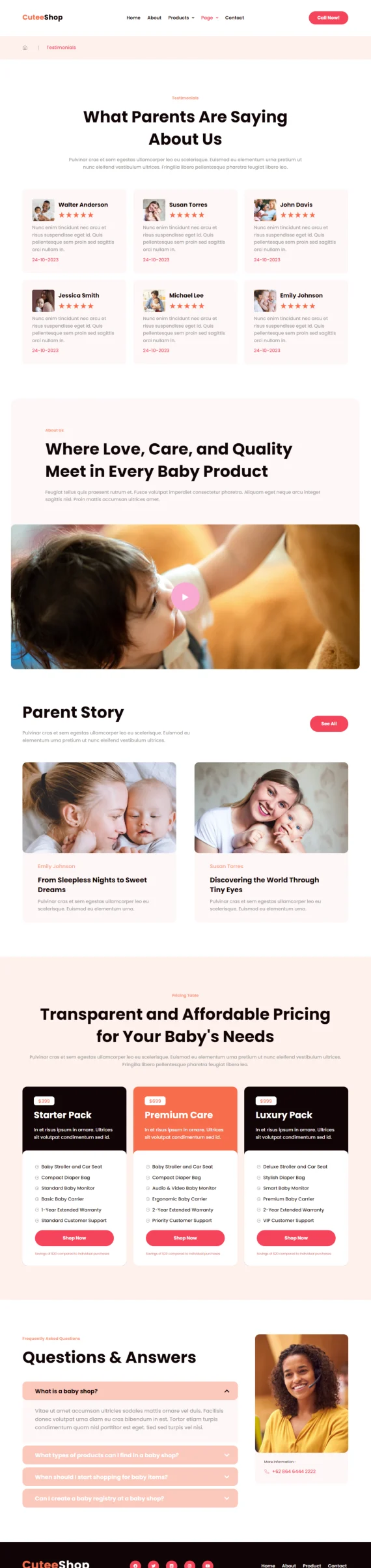 婴童用品电商Elementor网站模板_一键导入快速建站插图3-WP资源海 电商 Elementor 模板客户评价预览