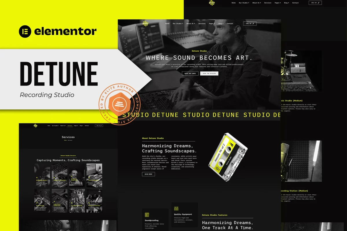 录音棚与音频制作Elementor网站模板_一键导入快速建站插图-WP资源海 DJ/唱片 Elementor 网站模板封面