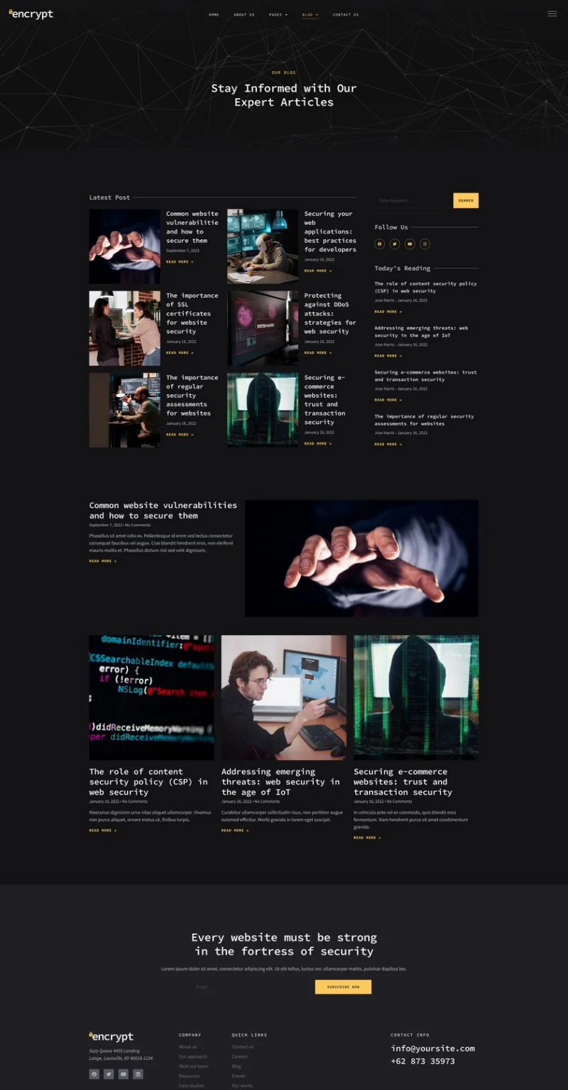 网站安全防护Elementor网站模板_一键导入快速建站插图3-WP资源海 IT互联网 Elementor 模板博客页面预览
