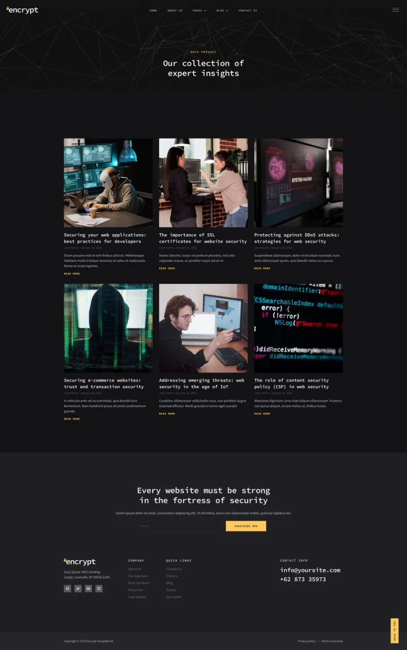 网站安全防护Elementor网站模板_一键导入快速建站插图4-WP资源海 IT互联网 Elementor 模板文章归档预览