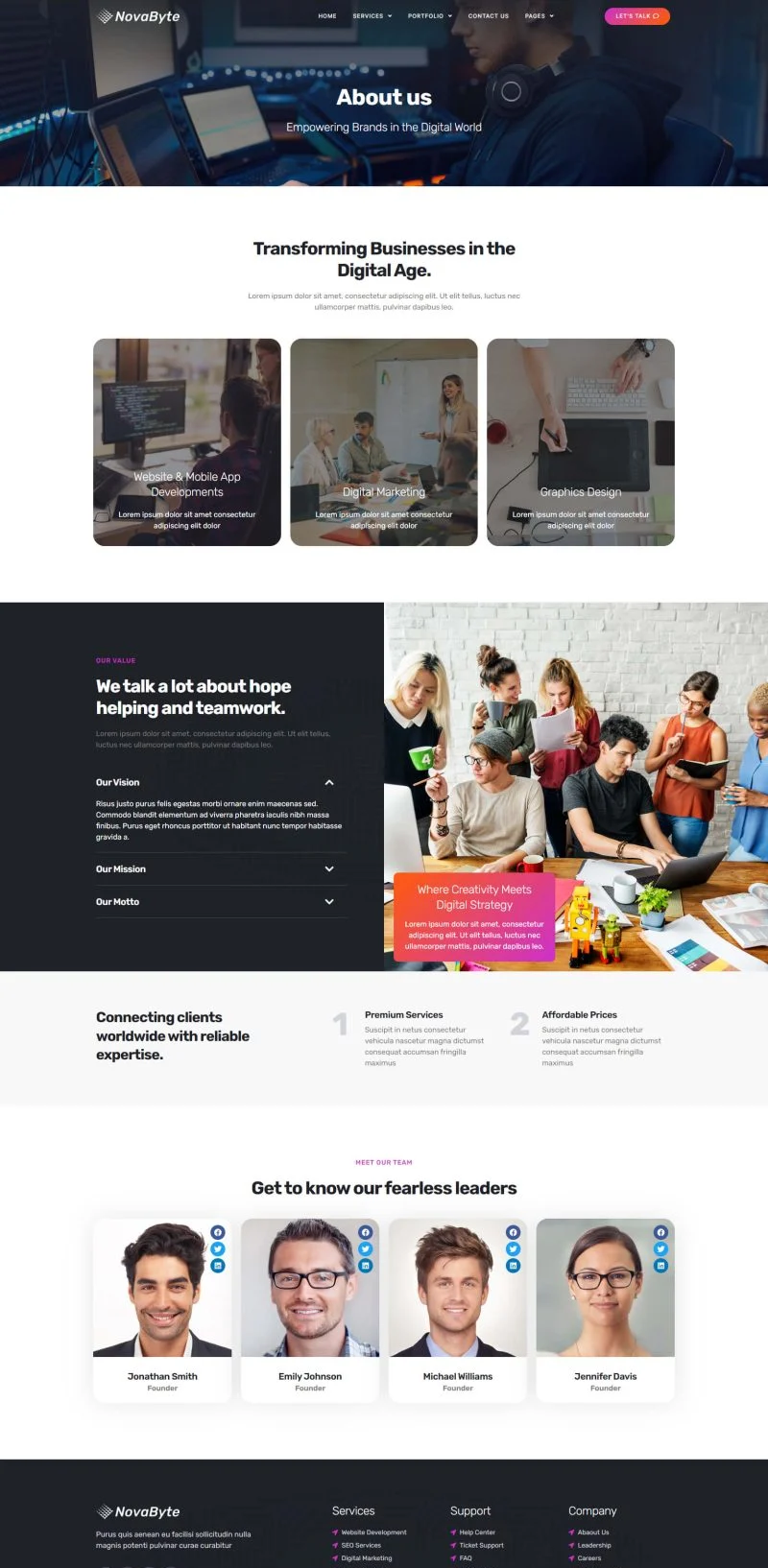 IT互联网 Elementor 模板关于我们预览