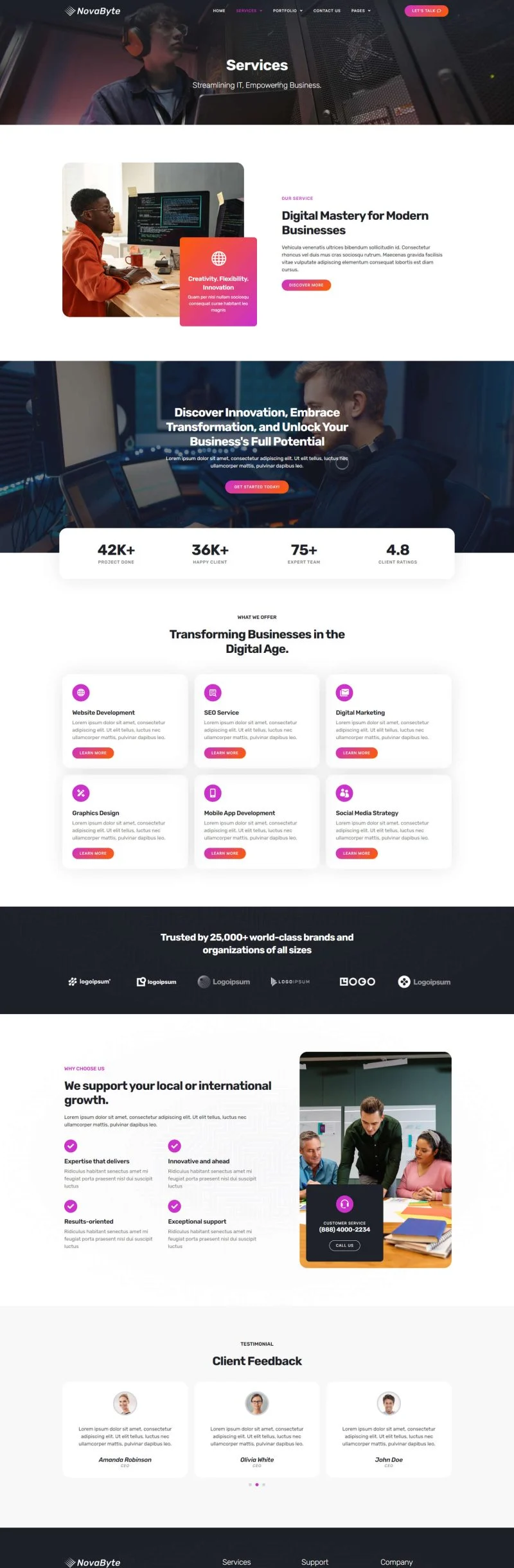 IT互联网 Elementor 模板服务页面预览