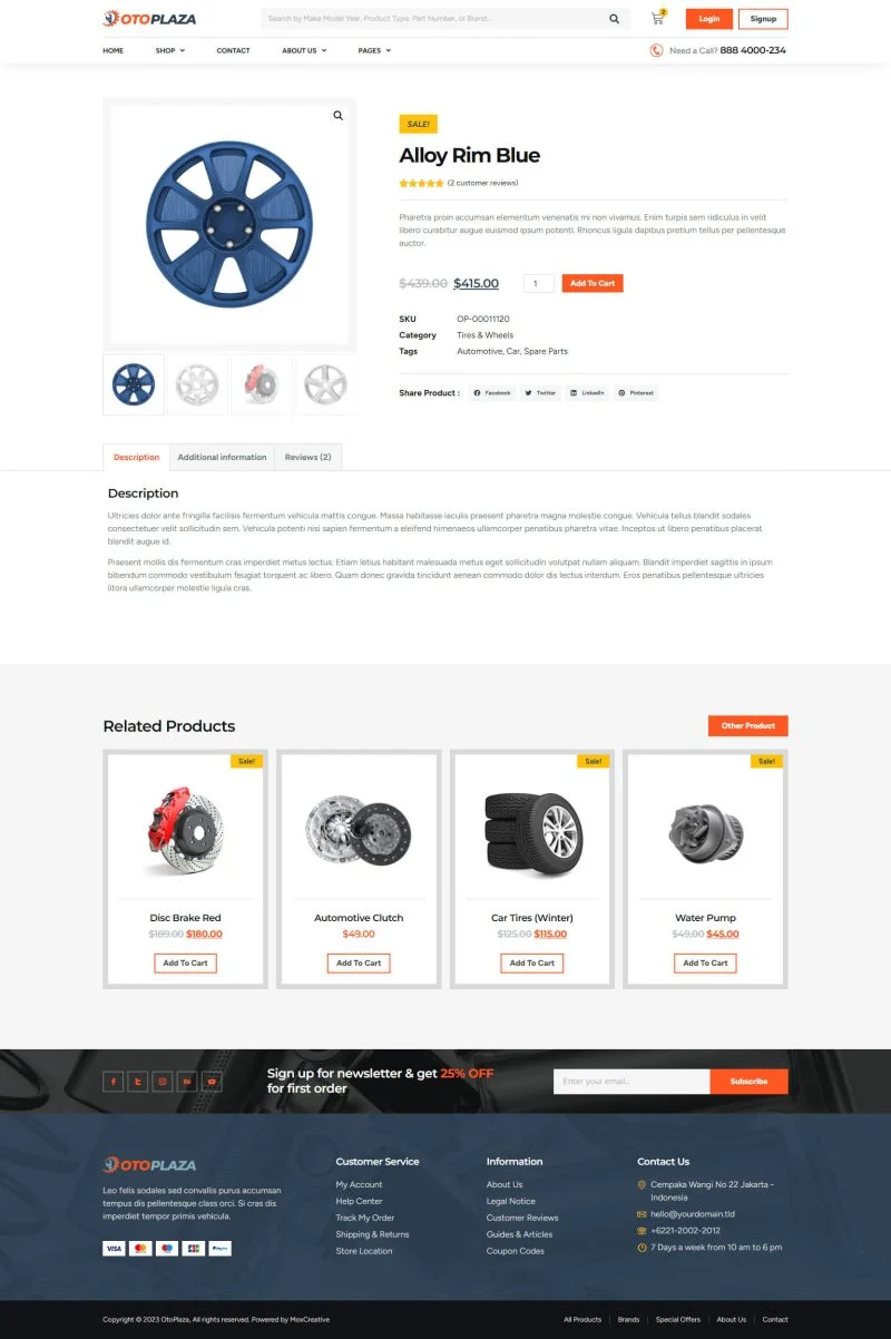 交通工具 Elementor 模板商品详情预览