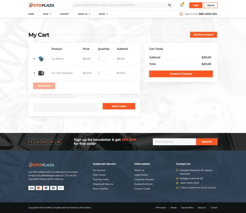 交通工具 Elementor 模板购物车预览