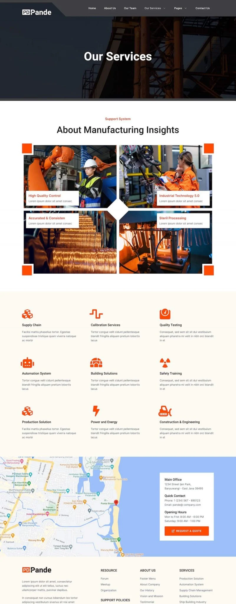 工厂与工业企业Elementor网站模板_一键导入快速建站插图3-WP资源海 工业/工厂 Elementor 模板服务页面预览