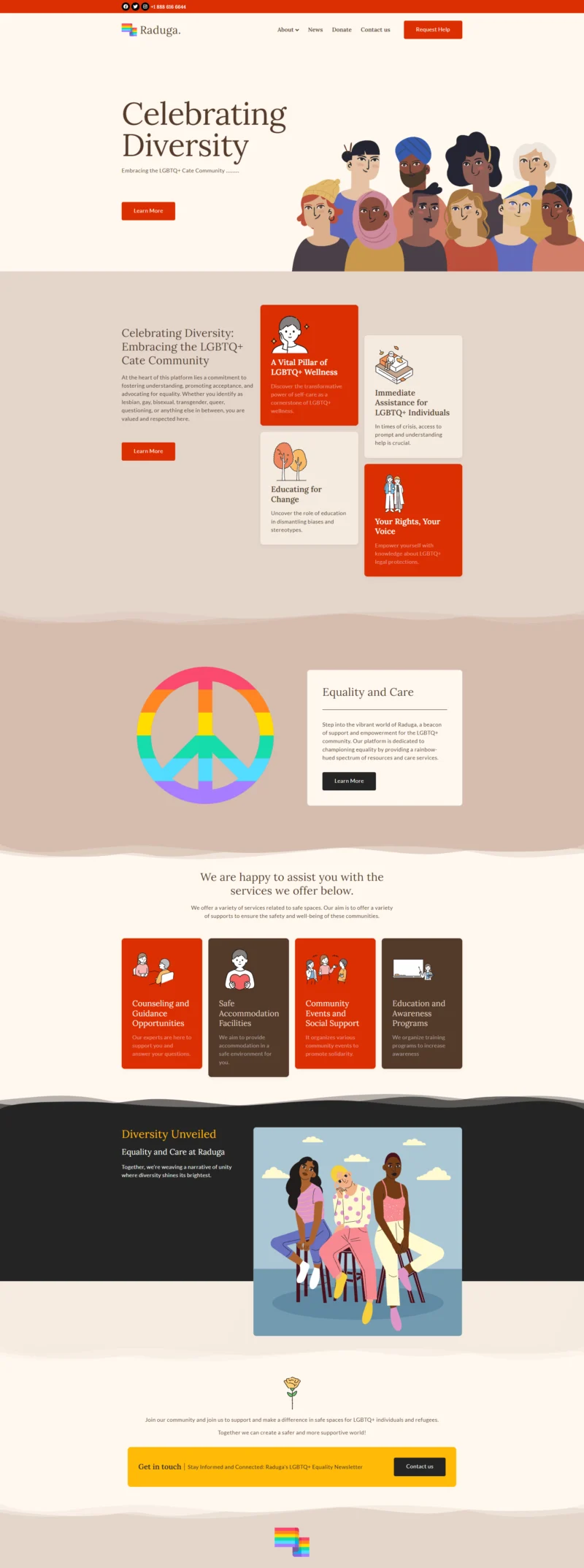 LGBTQI+关怀支持社区Elementor网站模板_一键导入快速建站插图1-WP资源海 社交 Elementor 模板首页预览