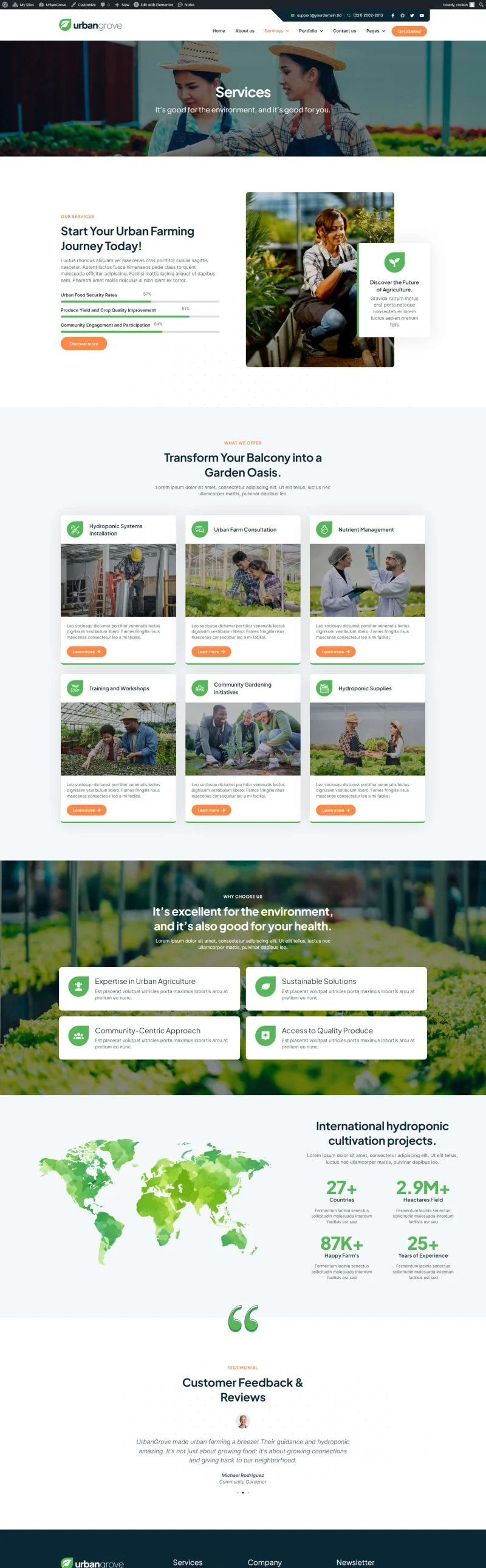 都市水培农业服务Elementor网站模板_一键导入快速建站插图4-WP资源海 农业 Elementor 模板服务页面预览