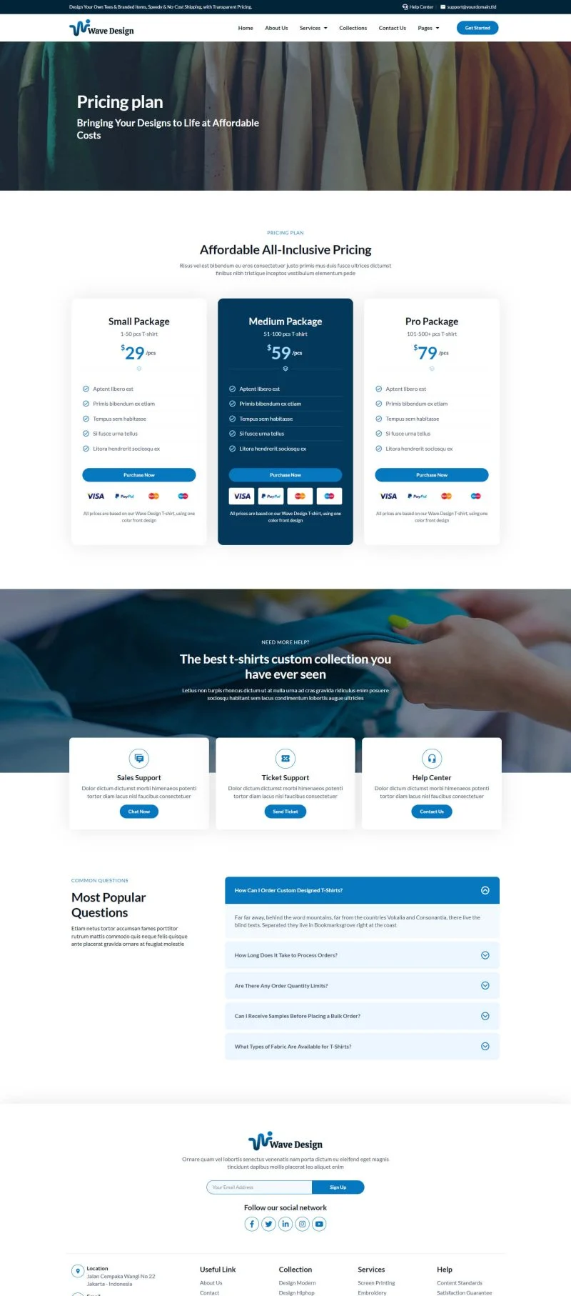 服装 Elementor 模板价格页面预览