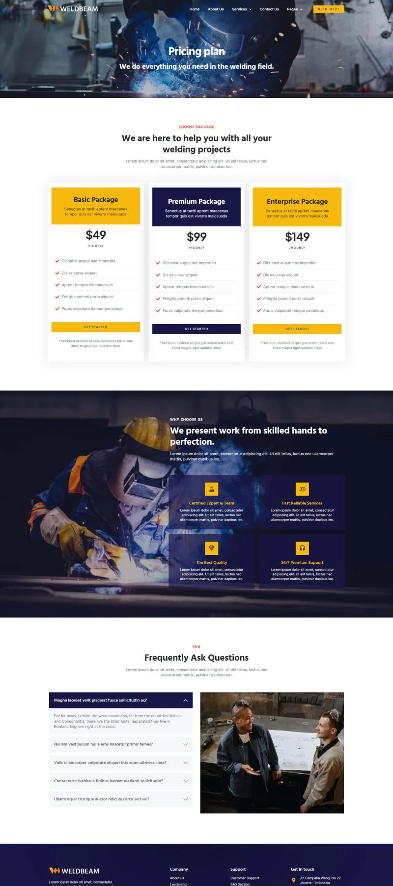 工业/工厂 Elementor 模板价格页面预览