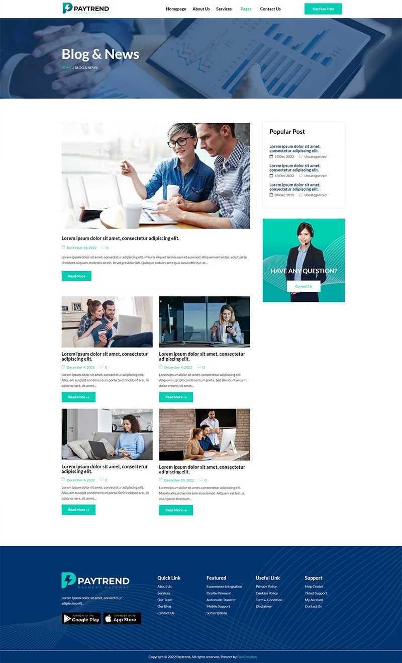 支付网关与金融服务Elementor网站模板_一键导入快速建站插图7-WP资源海 金融/投资 Elementor 模板博客页面预览