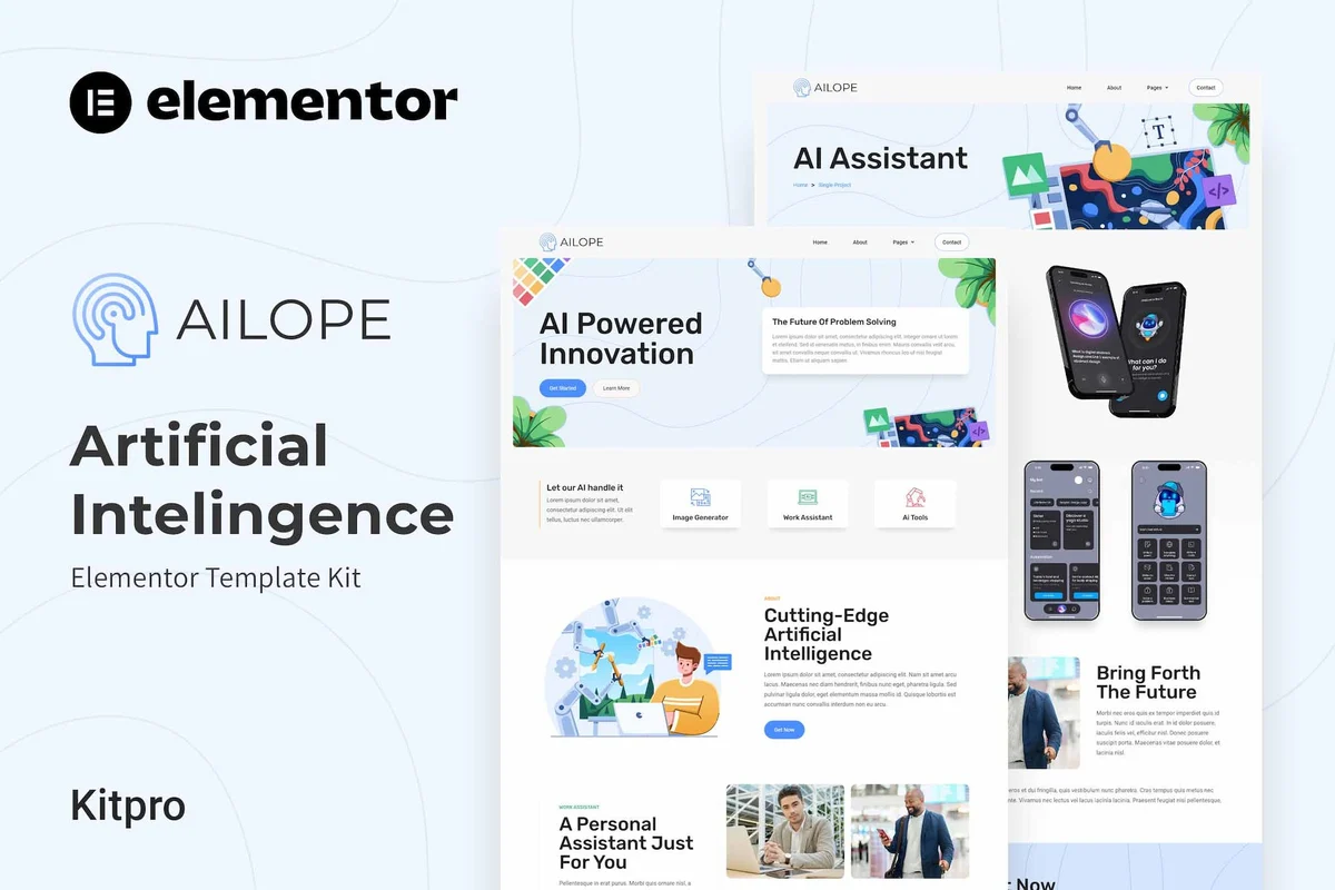 人工智能科技公司Elementor网站模板_一键导入快速建站插图-WP资源海 AI Elementor 网站模板封面