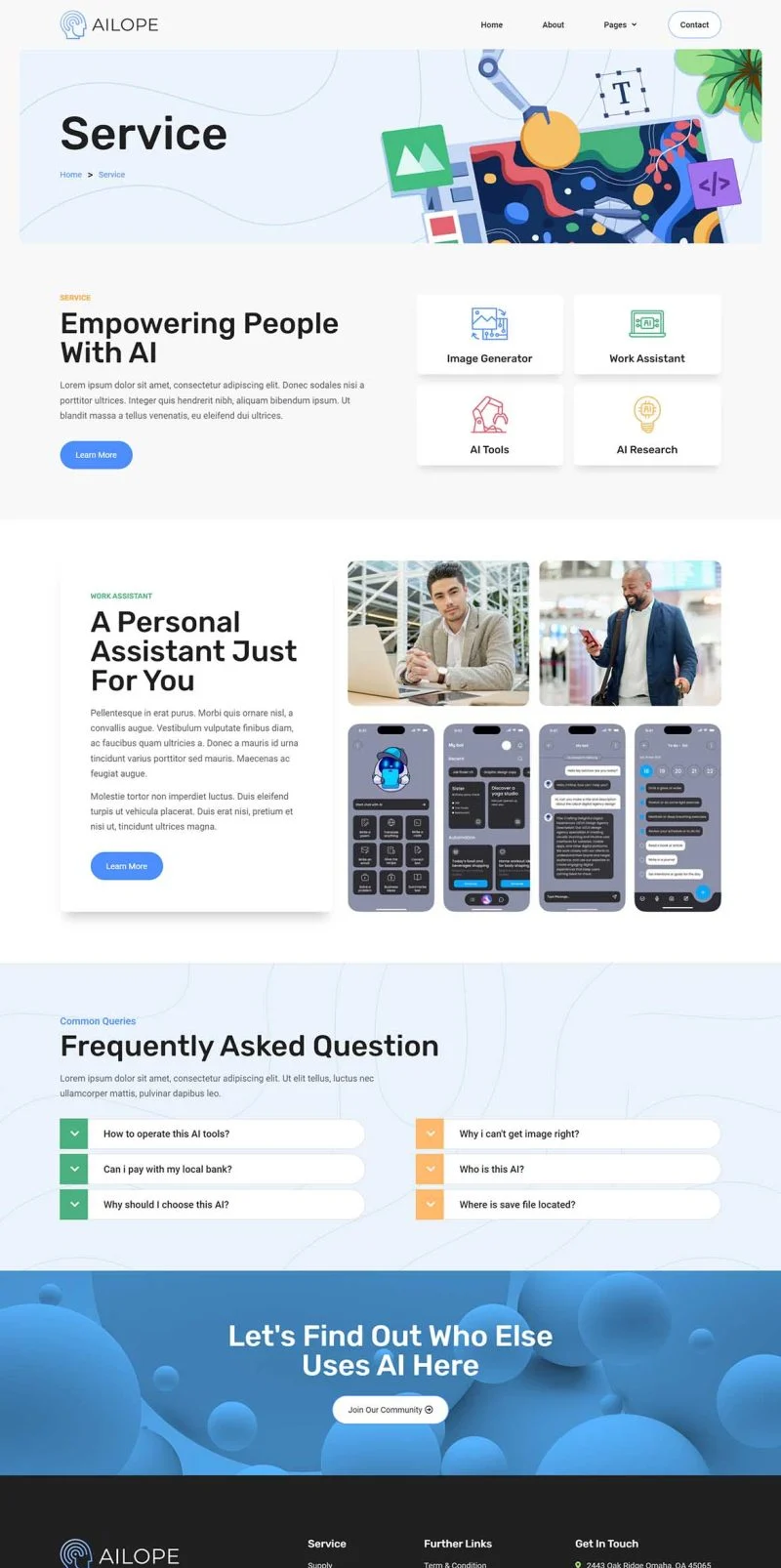 AI Elementor 模板服务页面预览