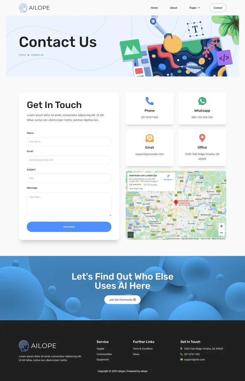 AI Elementor 模板联系页面预览