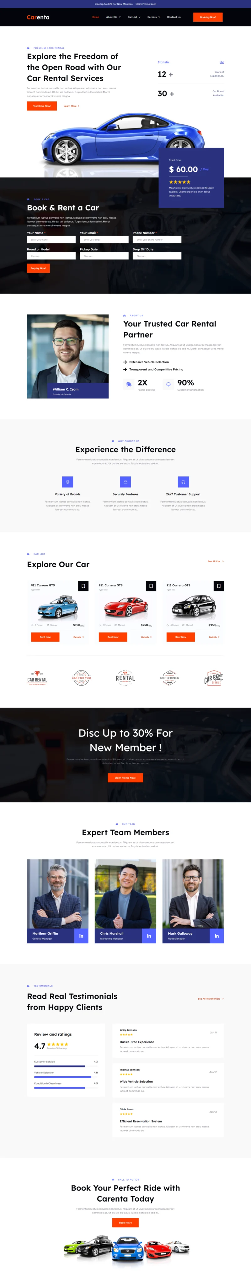 交通工具 Elementor 模板首页预览
