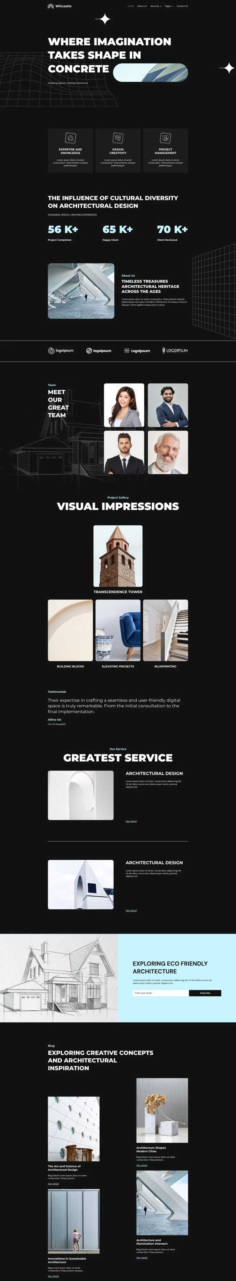 建筑与室内设计工程公司Elementor网站模板_一键导入快速建站插图1-WP资源海 艺术/设计 Elementor 模板首页预览