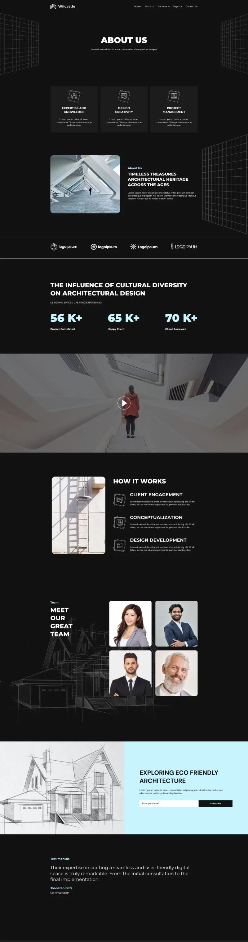 建筑与室内设计工程公司Elementor网站模板_一键导入快速建站插图4-WP资源海 艺术/设计 Elementor 模板关于我们预览