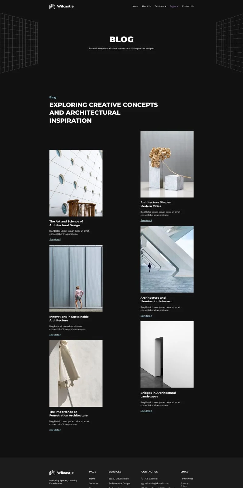 建筑与室内设计工程公司Elementor网站模板_一键导入快速建站插图5-WP资源海 艺术/设计 Elementor 模板博客页面预览
