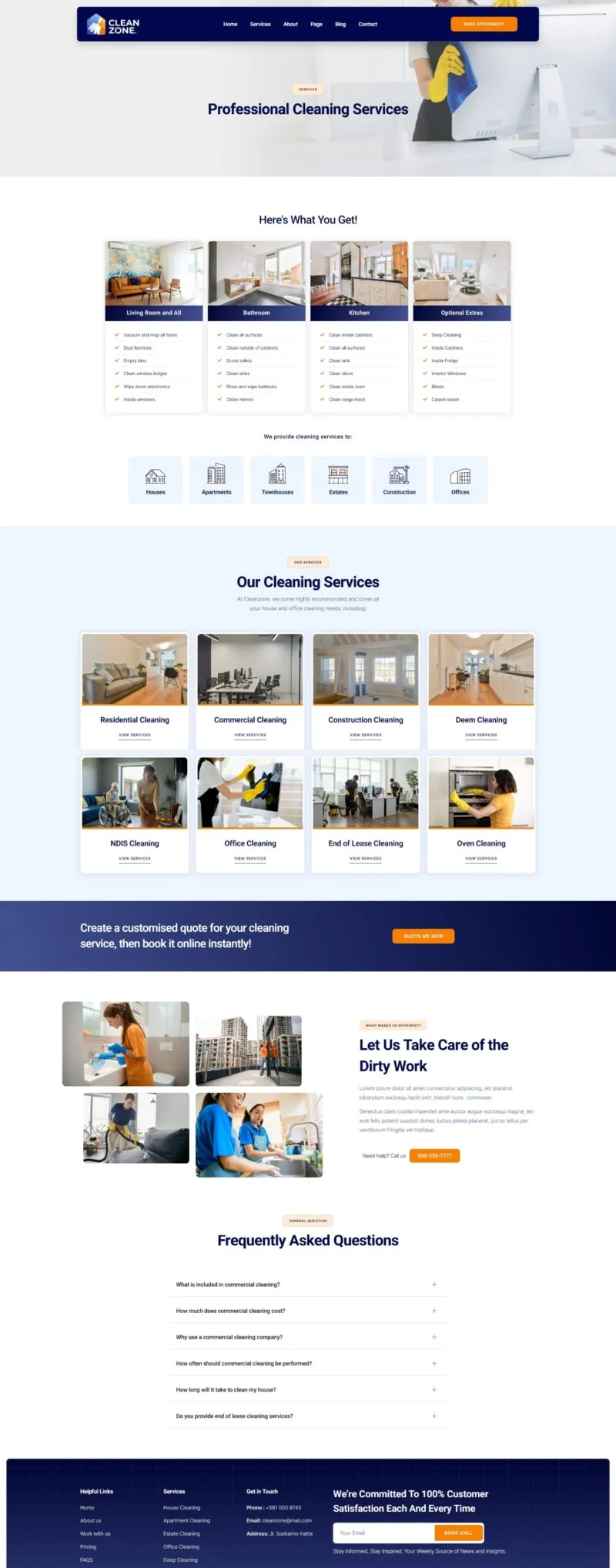 保洁 Elementor 模板服务页面预览