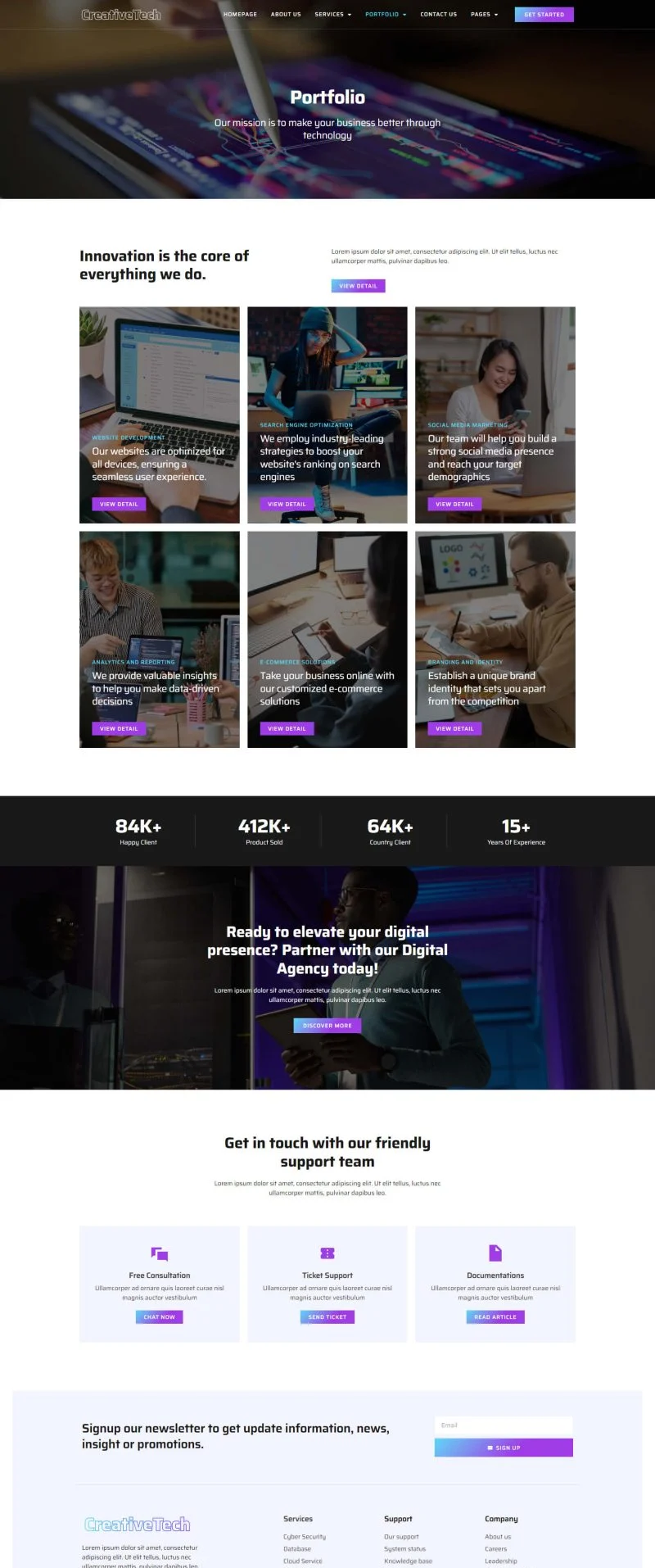 广告/营销 Elementor 模板案例页面预览