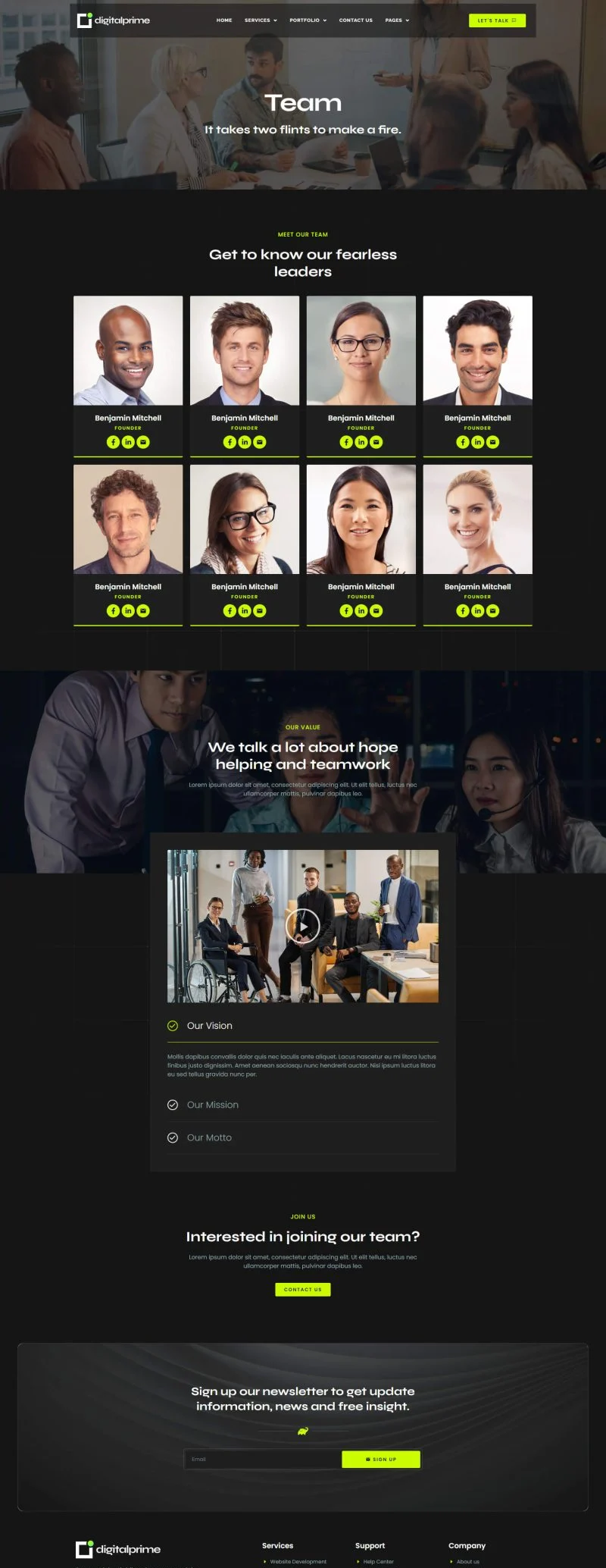广告/营销 Elementor 模板团队页面预览