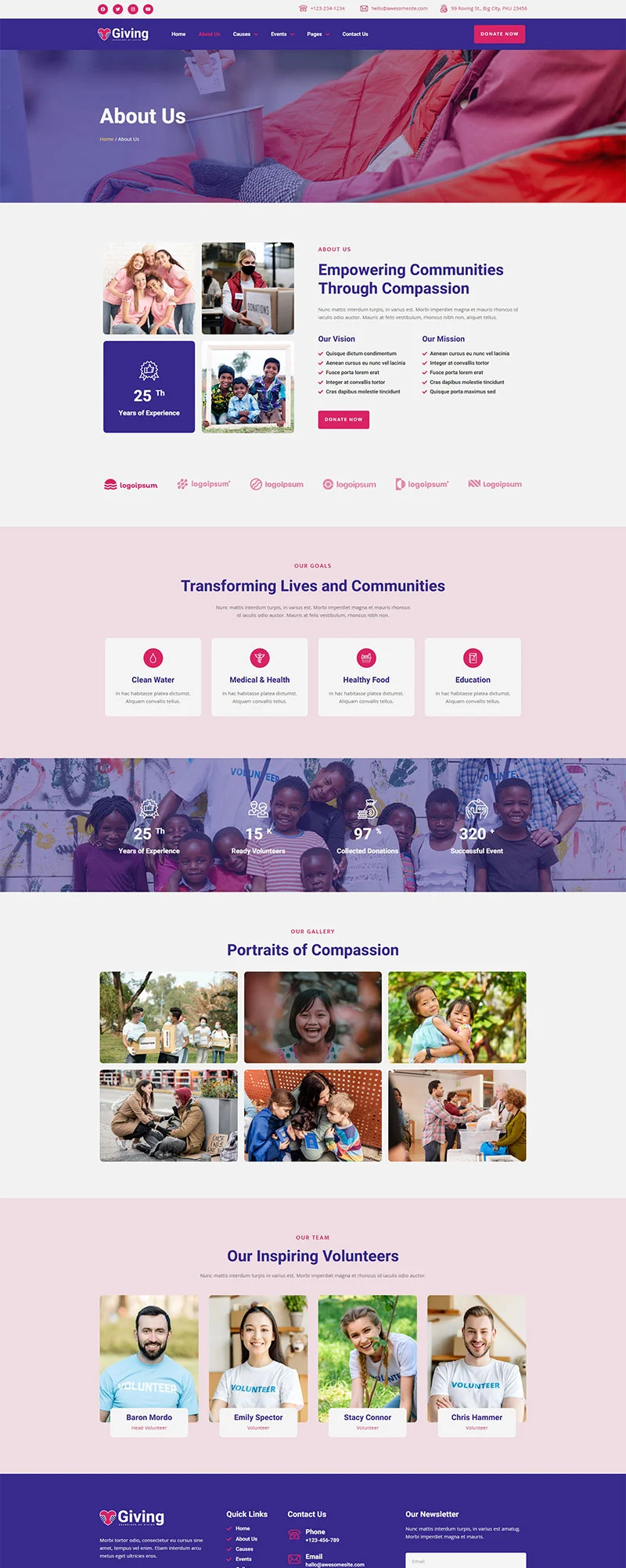 组织/机构 Elementor 模板关于我们预览