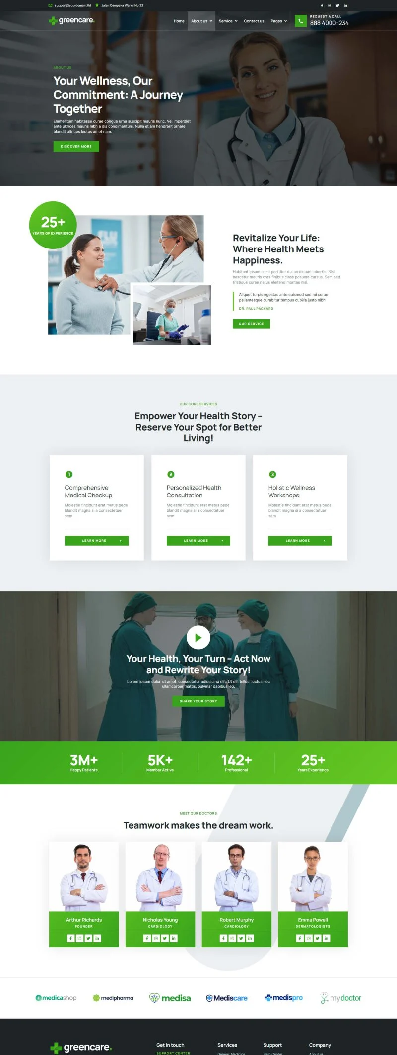 综合医疗健康服务Elementor网站模板_一键导入快速建站插图3-WP资源海 健康/医药 Elementor 模板关于我们预览