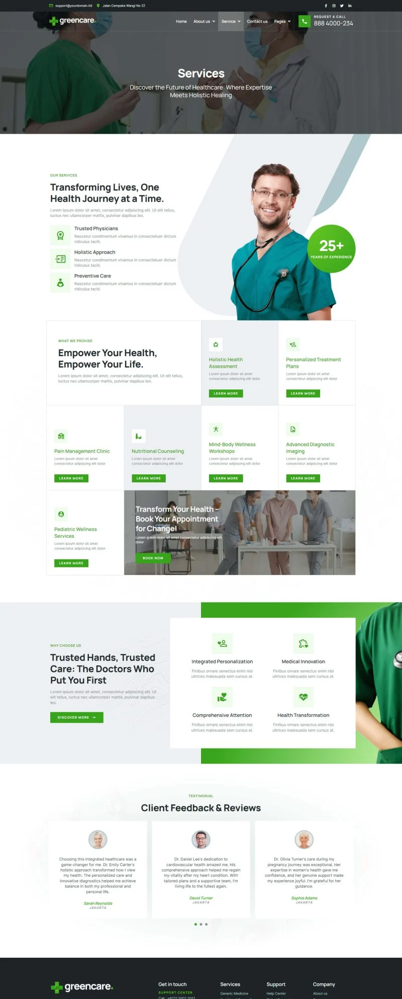 综合医疗健康服务Elementor网站模板_一键导入快速建站插图4-WP资源海 健康/医药 Elementor 模板服务页面预览