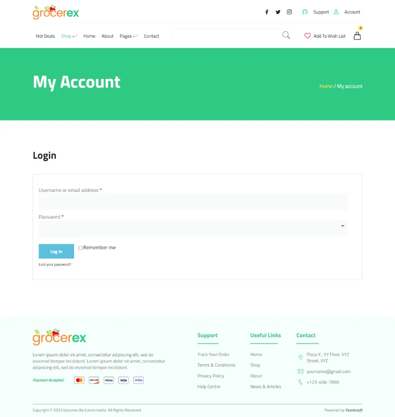 电商 Elementor 模板我的账户预览